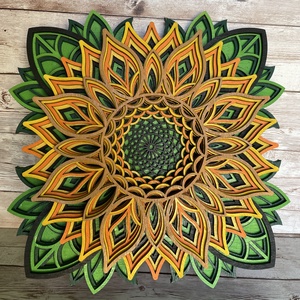 Napraforgó mandala kép, Otthon & Életmód, Dekoráció, Mandala, Spiritualitás, Festett tárgyak, Famegmunkálás, MESKA