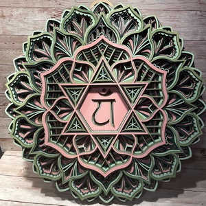 Mandala csakra - Anahatha, szívcsakra, Otthon & Életmód, Dekoráció, Spiritualitás, Mandala, Famegmunkálás, Festett tárgyak, MESKA