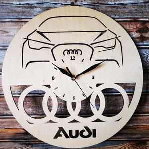 Audi falióra, többféle színben, 35 cm átmérővel, Otthon & Életmód, Dekoráció, Falióra & óra, Fali és függő dekoráció, Famegmunkálás, Festett tárgyak, MESKA