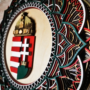 Magyar Címer mandala - 8 rétegű fali kép - otthon & életmód - dekoráció - kép & falikép - fából készült kép - Meska.hu