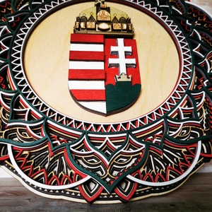 Magyar Címer mandala - 8 rétegű fali kép - otthon & életmód - dekoráció - kép & falikép - fából készült kép - Meska.hu