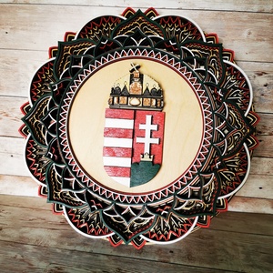 Magyar Címer mandala - 8 rétegű fali kép XL, Otthon & Életmód, Fából készült kép, Dekoráció, Kép & Falikép, Famegmunkálás, Festett tárgyak, MESKA