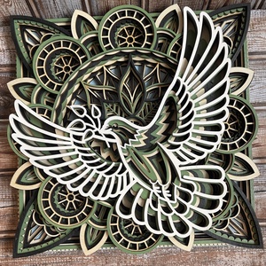 Galamb olajfa ággal - mandala fali kép, Otthon & Életmód, Dekoráció, Kép & Falikép, 3d képek, Famegmunkálás, Festett tárgyak, MESKA