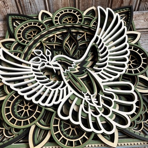 Galamb olajfa ággal - mandala fali kép - otthon & életmód - dekoráció - kép & falikép - 3d képek - Meska.hu