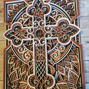 Mandala fali kereszt, 8 rétegű fali kép, Otthon & Életmód, Vallás, Kereszt, Famegmunkálás, Festett tárgyak, MESKA