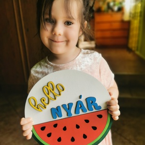 Hello Nyár Dinnye - nyári kopogtató, ajtódísz, fali dísz - otthon & életmód - dekoráció - ajtó- és ablak dekoráció - ajtódísz & kopogtató - Meska.hu