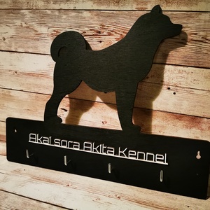 Akita inu fali kulcstartó, 4 db akasztóval - névre szóló felirattal is kérhető! - otthon & életmód - dekoráció - fali és függő dekoráció - fali kulcstartó - Meska.hu