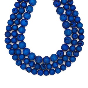 Achát geódás matt sötét kék golyó A 8mm  ékszerkészítő alapanyag (füzér), Kellékek & szerszámok, Ásvány alapanyag, Ásványfüzér, , MESKA