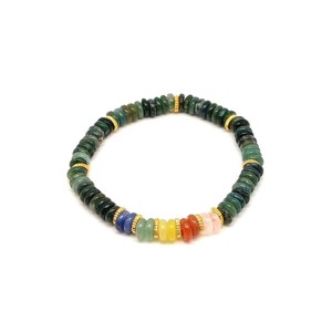 Achát moha ásvány karkötő 5 korong köves díszítéssel 62 mm, Ékszer, Karkötő, Ásványkarkötő, , MESKA