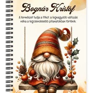 Személyre szabható - Hintázó őszi manó mintás A5-ös füzet, Otthon & Életmód, Papír, írószer, Jegyzetfüzet & Napló, , MESKA