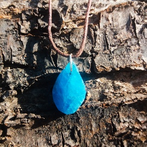 Apatit medál, Apatit nyaklánc, Kék apatit, Ajándék, Saját csiszolású kék apatit medál kenderszálon,  - ékszer - nyaklánc - medál - Meska.hu