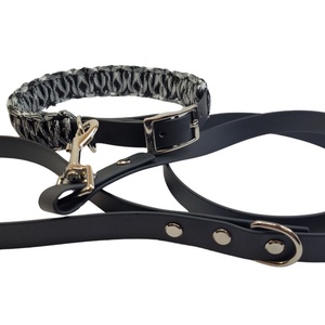 Nyakörv szett- Fekete-fehér camo paracord fonással  - otthon & életmód - kisállatoknak - kutyáknak - kutya nyakörv, póráz szett - Meska.hu