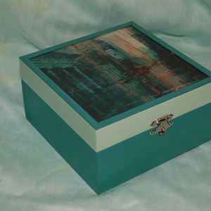 Teás doboz - Város esőben 4 rekeszes - otthon & életmód - tárolás & rendszerezés - doboz - Meska.hu