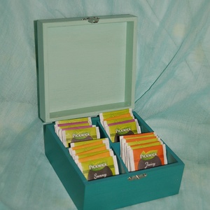 Teás doboz - Város esőben 4 rekeszes - otthon & életmód - tárolás & rendszerezés - doboz - Meska.hu