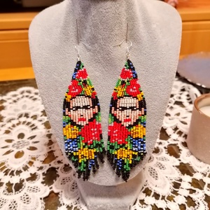 Frida Khalo ihlette fülbevaló. , Ékszer, Ékszerszett, Gyöngyfűzés, gyöngyhímzés, Ékszerkészítés, MESKA