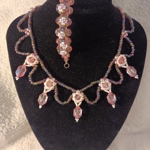 209, Ékszer, Nyaklánc, Gyöngyös nyaklánc, Gyöngyfűzés, gyöngyhímzés, MESKA