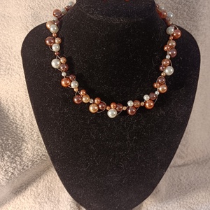 230, Ékszer, Nyaklánc, Gyöngyös nyaklánc, Gyöngyfűzés, gyöngyhímzés, MESKA