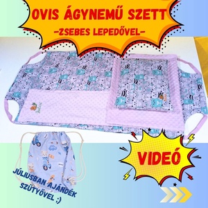 Ovis ágynemű garnitúra - pamutvászon párna, takaró, zsebes derékalj - SzundiRoll, Játék & Sport, Ovis felszerelés, Ovis ágynemű, Varrás, MESKA