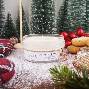 Jingle Bakery szójagyertya MINI, Karácsony, Karácsonyi lakásdekoráció, Karácsonyi illatgyertya, mécses, Gyertya-, mécseskészítés, MESKA