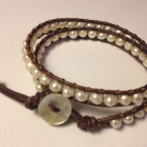 Fehér édesvizi gyöngy karkötő - Meska.hu