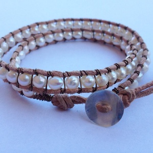 Fehér édesvizi gyöngy karkötő - Meska.hu