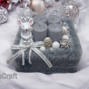 Egeres ezüst -fehér adventi box - Meska.hu