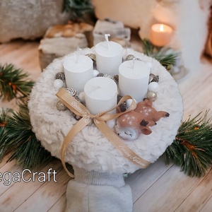 Szarvasos cuki adventi koszorú - karácsony - adventi díszek - adventi koszorú - Meska.hu