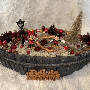 Mickey  és Minnie egér. Karácsonyi asztaldísz - karácsony - adventi díszek - adventi koszorú - Meska.hu