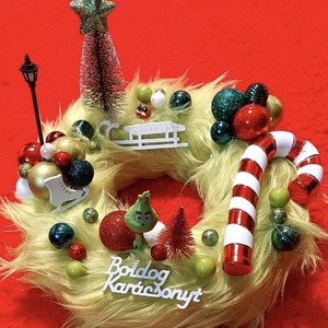 Grincs Karácsonyi asztaldísz ,koszorú  - karácsony - adventi díszek - adventi koszorú - Meska.hu
