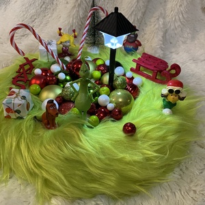 Grincs Karácsonyi asztaldisz koszorú  - karácsony - adventi díszek - adventi koszorú - Meska.hu