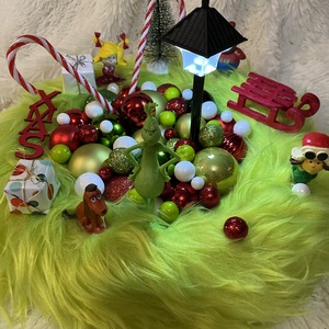 Grincs Karácsonyi asztaldisz koszorú  - karácsony - adventi díszek - adventi koszorú - Meska.hu