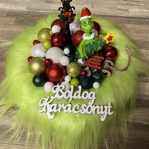 Grincs karácsonyi koszorú  - karácsony - adventi díszek - adventi ajtódísz - Meska.hu