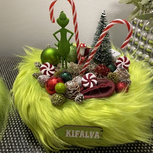 Grincs karácsonyi asztal disz  - karácsony - adventi díszek - adventi asztaldísz - Meska.hu