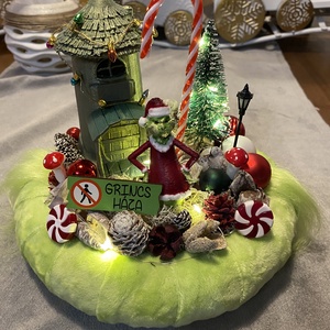 Grincs karácsonyi asztal disz  - karácsony - adventi díszek - adventi asztaldísz - Meska.hu