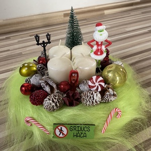 Grincs karácsonyi advent asztal disz  - karácsony - adventi díszek - adventi asztaldísz - Meska.hu