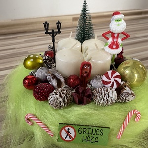 Grincs karácsonyi advent asztal disz  - karácsony - adventi díszek - adventi asztaldísz - Meska.hu