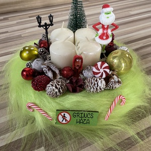 Grincs karácsonyi advent asztal disz  - karácsony - adventi díszek - adventi asztaldísz - Meska.hu