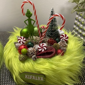 Grincs karácsonyi asztal disz  - karácsony - adventi díszek - adventi asztaldísz - Meska.hu