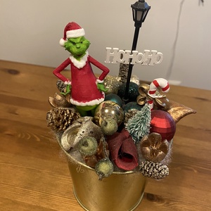 Grincs karácsonyi asztaldísz - karácsony - adventi díszek - adventi koszorú - Meska.hu