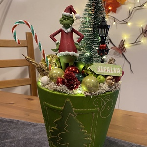 Grincs karácsonyi asztaldiísz - karácsony - adventi díszek - adventi koszorú - Meska.hu