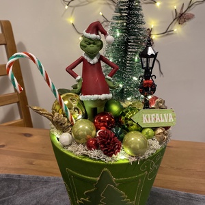 Grincs karácsonyi asztaldiísz - karácsony - adventi díszek - adventi koszorú - Meska.hu