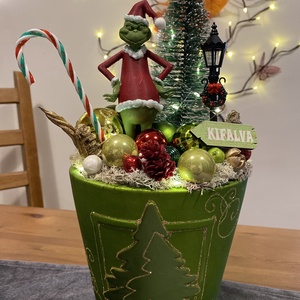 Grincs karácsonyi asztaldiísz - karácsony - adventi díszek - adventi koszorú - Meska.hu