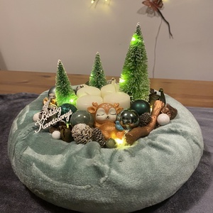 Karácsonyi advent  asztal disz  - karácsony - adventi díszek - adventi koszorú - Meska.hu