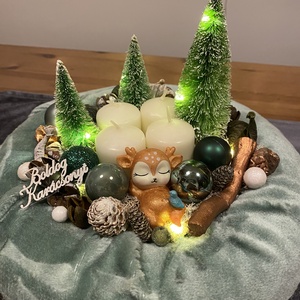 Karácsonyi advent  asztal disz  - karácsony - adventi díszek - adventi koszorú - Meska.hu