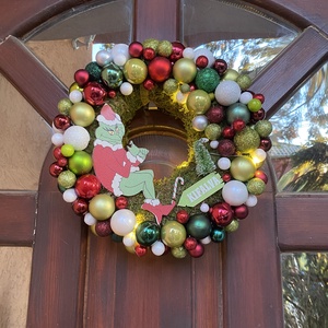 Grincs kopogtató koszorú  - karácsony - adventi díszek - adventi ajtódísz - Meska.hu