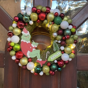 Grincs kopogtató koszorú  - karácsony - adventi díszek - adventi ajtódísz - Meska.hu