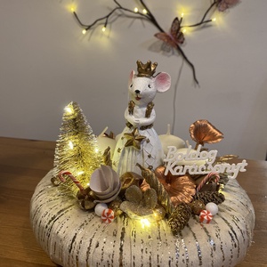  Karácsonyi advent  asztal disz  - karácsony - adventi díszek - adventi gyertyadíszek és koszorúdíszek - Meska.hu