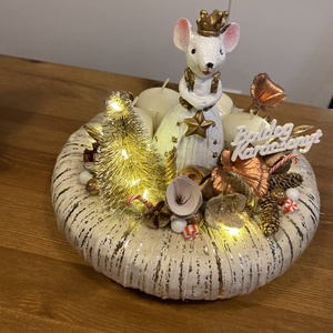  Karácsonyi advent  asztal disz  - karácsony - adventi díszek - adventi gyertyadíszek és koszorúdíszek - Meska.hu