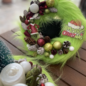 Grincs Karácsony ajtó és advent koszorú  - karácsony - karácsonyi lakásdekoráció - karácsonyfadíszek - Meska.hu