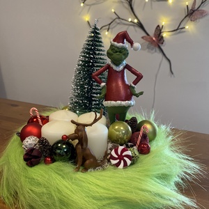 grincs karácsonyi advent asztal disz  - karácsony - adventi díszek - adventi asztaldísz - Meska.hu